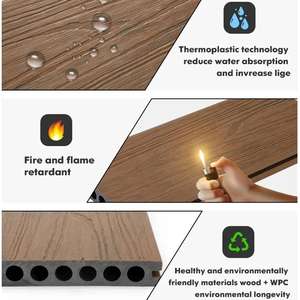 Plancher extérieur imperméable résistant aux UV, haute résistance, certifié CE, terrasse en composite bois-plastique WPC - Product Image 4