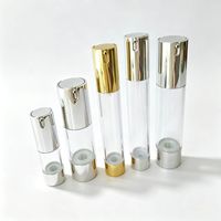 Flacon pompe cylindrique de luxe sans air pour lotion 15/30ml, plaqué or/argent, rechargeable, pour soins de la peau, impression personnalisée