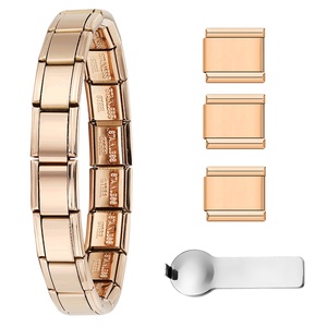 Nouvel ensemble de bracelets modulaires italiens multicolores en acier inoxydable électroplaqué, à assembler soi-même, avec boîte cadeau de bijoux charmants - Product Image 1