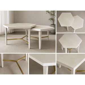 Mesa de Centro Moderna 785 X 912 X 510 en Blanco y Dorado, Mueble para el Hogar - Product Image 6