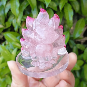 Decoración de Piñas de Cristal, 4 Piezas, Resina Epoxi, Decoración Feng Shui para Hogar y Oficina, Forma de Planta Irregular, Cuarzo Rosa Amarillo - Product Image 2