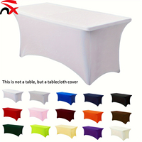 Housse de table rectangulaire extensible en polyester et élasthanne avec logo personnalisé, pour tables de 4/6/8 pieds, vente en gros