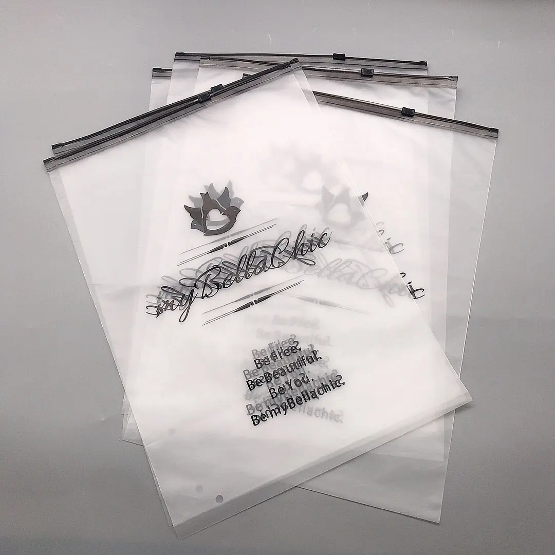 Bolsas de PVC transparentes personalizadas con cierre de cremallera, bolsas de embalaje esmeriladas con cremallera EVA