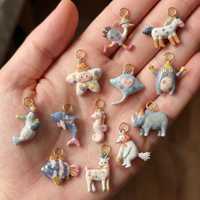 Pendentifs en acier inoxydable électroplaqués, série animale, imprimés par transfert d'huile, résistants à la décoloration, style européen et américain, vente en gros transfrontalière, nouveauté