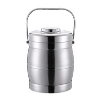Boîte à bento isotherme en acier inoxydable 201, double paroi, compartimentée, forme tambour, design chinois simple, qualité alimentaire