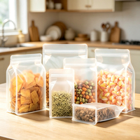 Pochette refermable à fond plat avec huit soufflets latéraux, qualité alimentaire, pour emballage de snacks, herbes, café, impression personnalisée