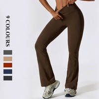 Pantalon cloche de yoga européen et américain à jambe large serré et nu Pantalon de sport décontracté micro évasé à taille haute pour la danse