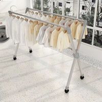 Séchoir à linge pliable à double niveau en métal, autoportant, grand format, avec structure en acier inoxydable et fonction d'organisation des vêtements