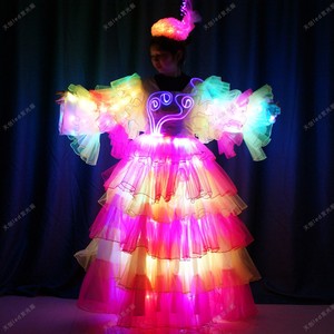 Robe de <span class=keywords><strong>Samba</strong></span> en Tulle Lumineux à Volants pour Carnaval Brésilien, Défilé, Festival, Spectacle Scénique, Soirée en Boîte de Nuit, Performance de Danse - Product Image 6