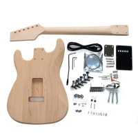 Kit Gitar Elektrik 6 Senar TC DIY Rosewood Unfinished Basswood Maple dengan Pickup S-S-S Laurel ST untuk Pemula dan Pelajar, Ukuran 39 Inch
