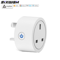 Prise intelligente SIXWGH Matter 16A, prise standard britannique, commande à distance par application, Homekit, Alexa, Google Home, automatisation domestique, prise intelligente Wi-Fi