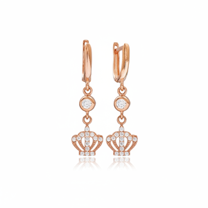 <b>Crown</b> Design Zircon Stone Dangle Earrings Fine Jewellery Turkish Handmade Wholesale 925 Sterling <b>Silver</b> Jewelry - Product Image 2