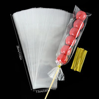 Sacs plats transparents en OPP avec attaches torsadées, emballages transparents pour sucettes et bâtonnets de guimauves et de tanghulu