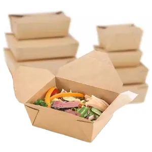 Umwelt freundliche Verpackung Lebensmittel box zum Mitnehmen Biologisch abbaubare benutzer definierte Einweg-Papiers uppen becher Salats ch üssel Papier behälter Kraft box