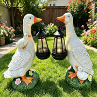 Lampes solaires étanches IP65 en forme de canard, mignonnes sculptures d'oiseaux en polyrésine pour la décoration extérieure de patio, jardin et allée