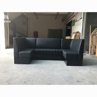 Canapé en cuir noir de style moderne, durable et écologique, pour bar, club, restaurant, salle à manger, studio, en forme de U ou de L