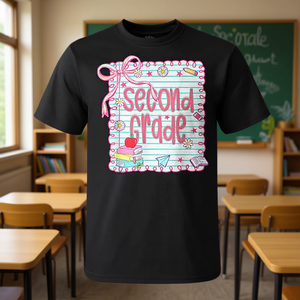 Camiseta Coquette Bow Pink Preppy para el regreso a clases de segundo grado - Product Image 3