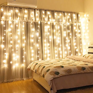 Cortina de Luces <span class=keywords><strong>LED</strong></span> en <span class=keywords><strong>Cascada</strong></span> 3x3, Decoración de Habitación con Efecto Estrellado, para Influencers, Bodas, Iluminación de Piso - Product Image 4