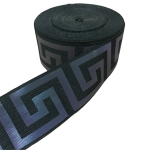 Op maat gemaakte logo bedrukte milieuvriendelijke polyester reflecterende banden van hoge zichtbaarheid, zwart, voor huistextiel en tassen - Product Image 3