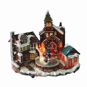 Lampu LED dekorasi rumah desa Natal salju Resin <span class=keywords><strong>Fiber</strong></span> optik lampu LED dengan main skate dekorasi rumah Eclectic untuk penggunaan musiman hadiah memberikan - Product Image 4