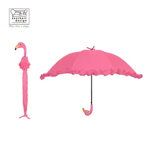 Esschert 디자인 판촉 방풍 사용자 정의 접는 캡슐 플라밍고 손잡이와 저렴한 고급 우산