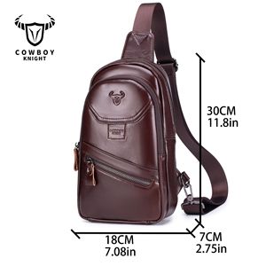 Bolso de Hombre de Gran Capacidad COWBOY <span class=keywords><strong>KNIGHT</strong></span>, Bolso Cruzado de Cuero Genuino para Hombre, Bolso de Mano Plano de Piel de Vaca de Primera Capa - Product Image 6