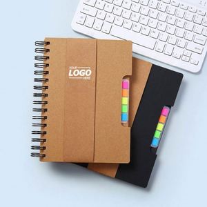 Carnet à spirales personnalisé avec logo, notes adhésives et onglets d'indexation colorés, ensemble de blocs-notes de bureau en papier kraft écologique pour cadeaux promotionnels - Product Image 1