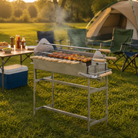 Brazilian Bbq Brochette Grill Rotateur Bbq Grill Brochette Chaîne Ensemble Chypre Bbq Rôtisserie Grills Acier Inoxydable Charbon De Bois BBQ Grill