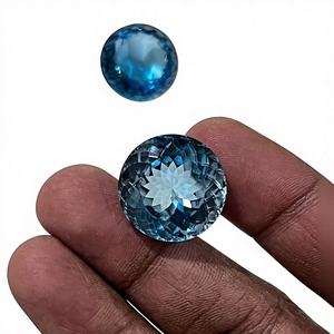 Topacio Azul Londres Natural, Corte Brillante Redondo Facetado, 20 mm, Tamaño Calibrado 38 Ct, Piedra Preciosa - Product Image 1