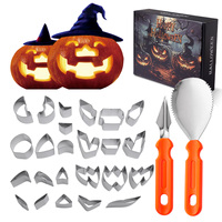 26-delige kinder Halloween pompoen snijset, niet-toxische roestvrijstalen koekjesvormpjes, creatieve DIY pompoenlantaarn snijgereedschap