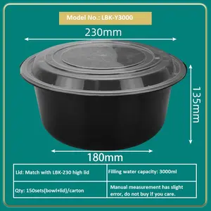 Üretici gıda ambalaj kabı tek kullanımlık kase beyaz siyah şeffaf mikrodalga güvenli çorba kasesi plastik kase Logo baskı
