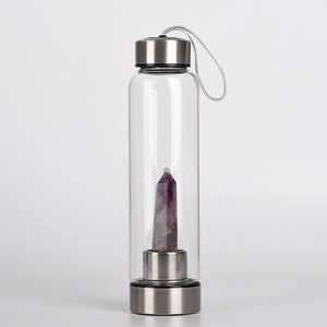 Bouteille d'eau en verre avec élixir <span class=keywords><strong>de</strong></span> pierres précieuses naturelles en gros Quartz rose infusée d'améthyste énergie <span class=keywords><strong>de</strong></span> guérison infusée - Product Image 5
