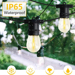 48 pies 15 Edison bombillas inastillables cuerda colgante LED luces de cadena al aire libre para el exterior - Product Image 2