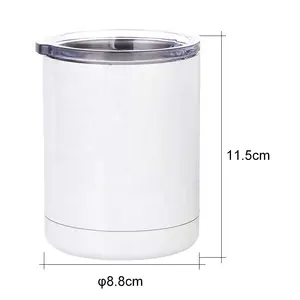 White Sublimation Blank Lowball Double Walled Vacuum Insulated 10oz Stainless Steel Straight Coffee Mug Tumbler