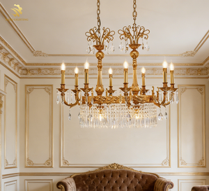 Kustom lampu kristal K9 Dekorasi Rumah, lampu gantung emas kontemporer besar mewah - Product Image 2