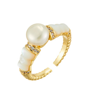 Stylish Elegant <b>Adjustable</b> <b>Ring</b> With Freshwater Mother Of Pearl And Pave Setting For Party Jewelry - Product Image 5