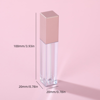 Tube d'emballage de brillant à lèvres en plastique transparent carré personnalisé de haute qualité contenants d'huile et de glaçure cosmétique vides en gros