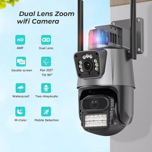 Caméra extérieure 4MP double objectif sans fil PTZ étanche sécurité CCTV avec caméra <span class=keywords><strong>de</strong></span> voyant d'avertissement - Product Image 2
