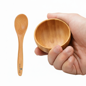 Mini bol et cuillère en bois de hêtre à vapeur de bonne qualité pour la maison, la cuisine et le restaurant Fabrication indienne originale - Product Image 1