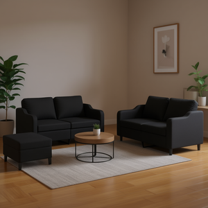 Black 100% Polyester Fabric <b>Sofa</b> <b>Set</b> With Metal Textilene Plywood For Living Room - Product Image 2