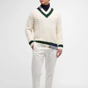 पुरुषों के स्वेटर स्वेटर के लिए स्वनिर्धारित लोगो लंबी आस्तीन वर्सिटी केबल क्रिकेट स्कूल बेसबॉल निट जंपर्स