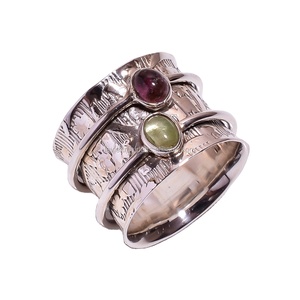 ทัวร์มาลีนการทำสมาธิแหวนชัยปุระช่างฝีมือแฮนด์เมด925เงินสเตอร์ลิงแหวนขายส่งที่กำหนดเองเครื่องประดับซัพพลายเออร์ - Product Image 1