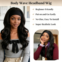 Perruque bandeau sans colle, 22 pouces, ondulée, sans nœuds, longue et dégradée # 4 fibres brunes résistantes à la chaleur, prêtes à être expédiées en gros
