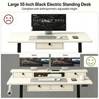 Bureau électrique moderne à double moteur avec tiroirs, table de travail réglable en hauteur pour position assise ou debout, idéal pour la maison et le bureau