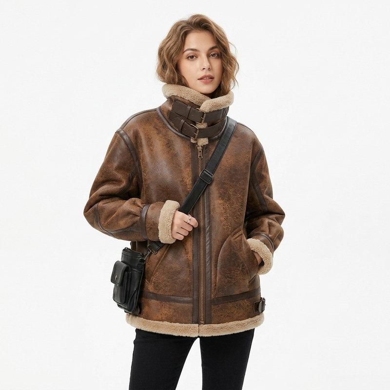 Women s Suit Collar Genuine Sheepskin