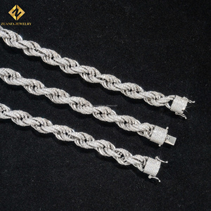 Popular Fashion Rapper Jewelry Hip Hop Iced Out 10mm Width Fully Stone VVS Moissanite Pass Diamond Tester <b>Rope</b> <b>Chain</b> S925 Silver - Product Image 2