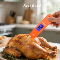 Thermomètre alimentaire numérique pliable à lecture instantanée, étanche IP67, sonde 304 pour la détection de la température de la viande et du barbecue
