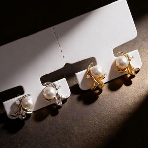 22706 DIY Pearl Accessories S925 Silver <b>Fine</b> Stud <b>Earrings</b> with 6-7mm Round Gold Silver Jewelry with Empty Stand and Earnail - Product Image 3