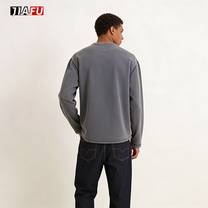 Felpa con Collo Alto Personalizzata DTG, Magliette da Uomo Neutre, Pullover Lavato Oversize con Spalle Scese, Produttore di <span class=keywords><strong>Abbigliamento</strong></span> - Product Image 3