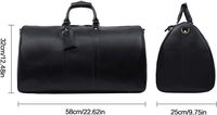 Sac de voyage en cuir noir personnalisé pour homme, grand sac de week-end, sac de nuit avec étiquette de bagage et compartiment à chaussures